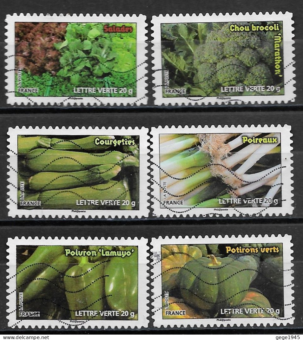 - France 2012  Oblitéré Autoadhésif  N°  740 - 743  - 744 - 746 - 747 - 749   -   Les Légumes - Used Stamps