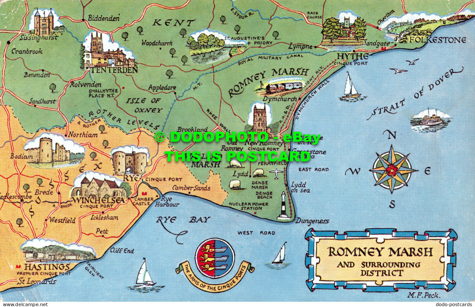 R519086 Romney Marsh And Surrounding District. Map. J. Salmon. Water Colour. M. - Mondo