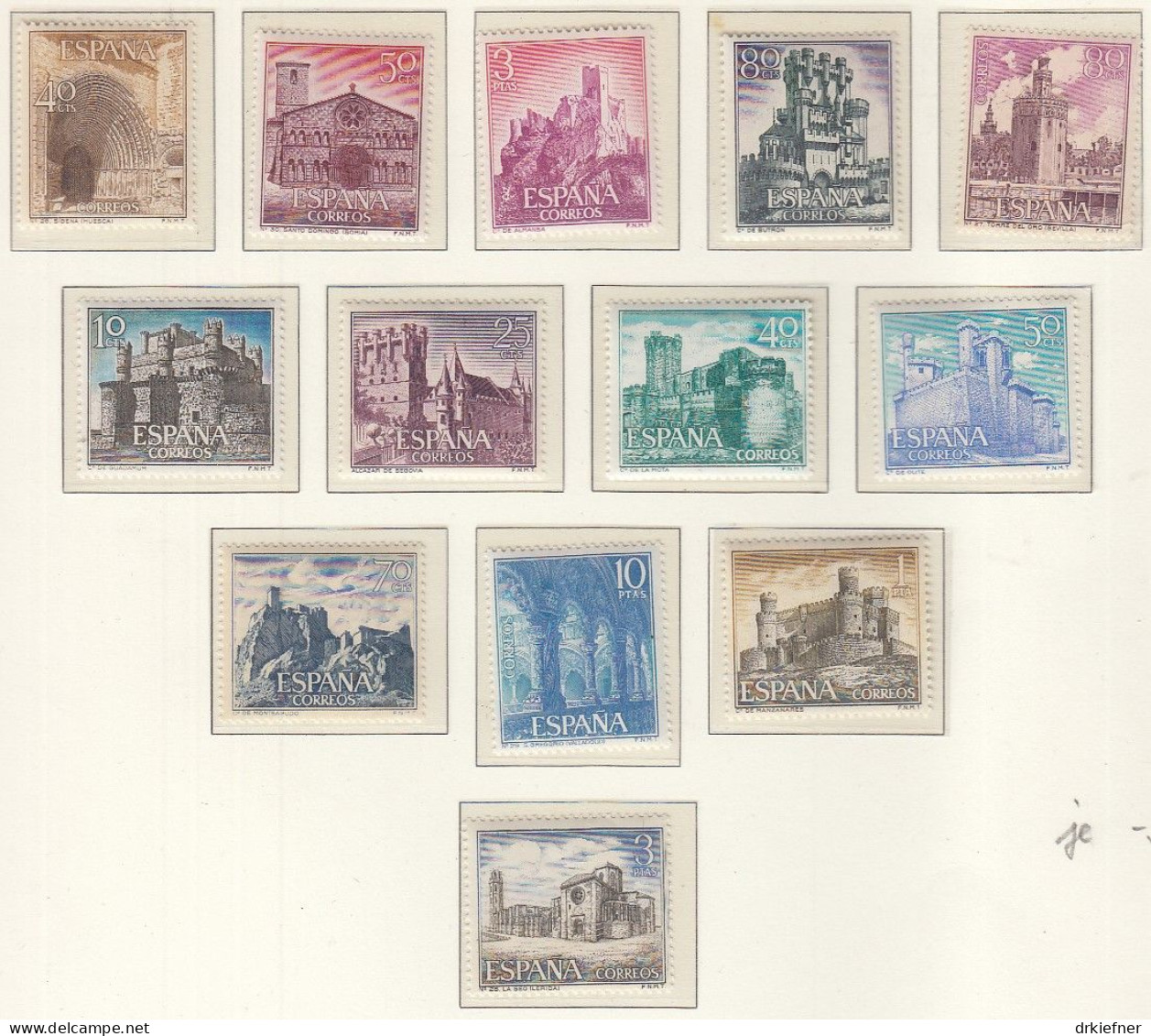 SPANIEN  1627-1634, 1636-1640, Postfrisch **, Burgen Und Klöster, 1966 - Unused Stamps