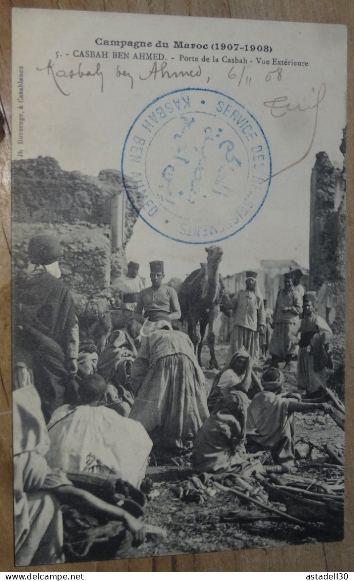 Sur Cpa, Cachet Service Des Renseignements, Kasbah Ben Ahmed - 1908  ............ 240424-18793e - Lettres & Documents