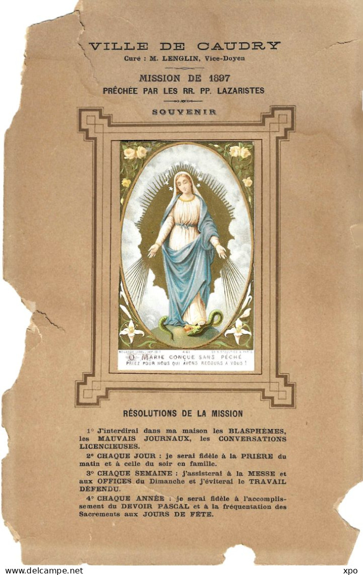 Caudry Souvenir De La Mission Catholique De 1897 Par Les Pères Lazaristes - Non Classés