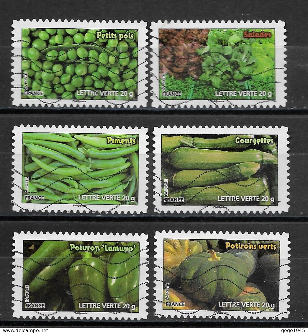 - France 2012  Oblitéré Autoadhésif  N°  739 - 740  - 741 - 744 - 747 - 749   -   Les Légumes - Used Stamps