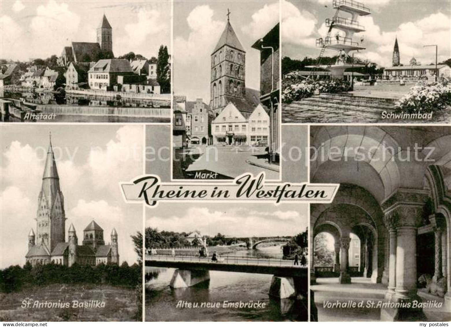 73854239 Rheine Altstadt Markt Schwimmbad St Antonius Basilika Alte Und Neue Ems - Rheine