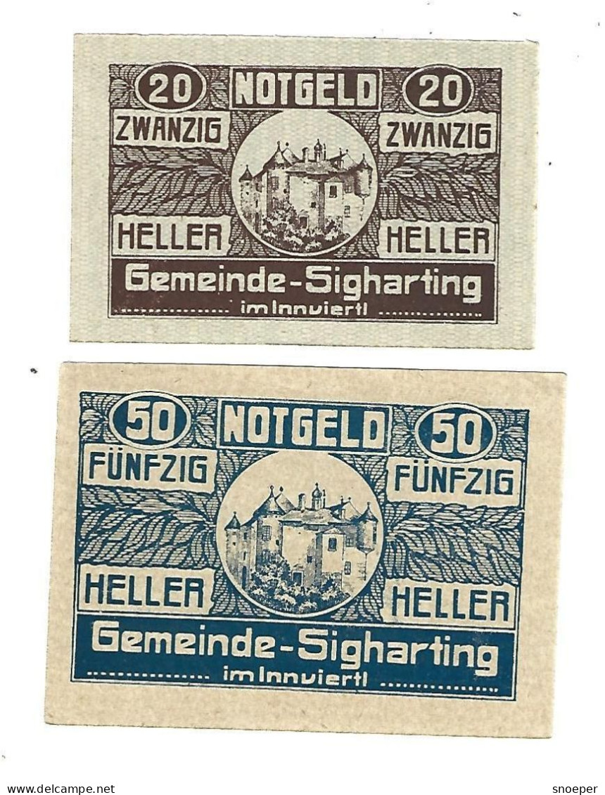 **notgeld   Austria   Sigharting  20+ 50 Heller  997d+e - Oostenrijk