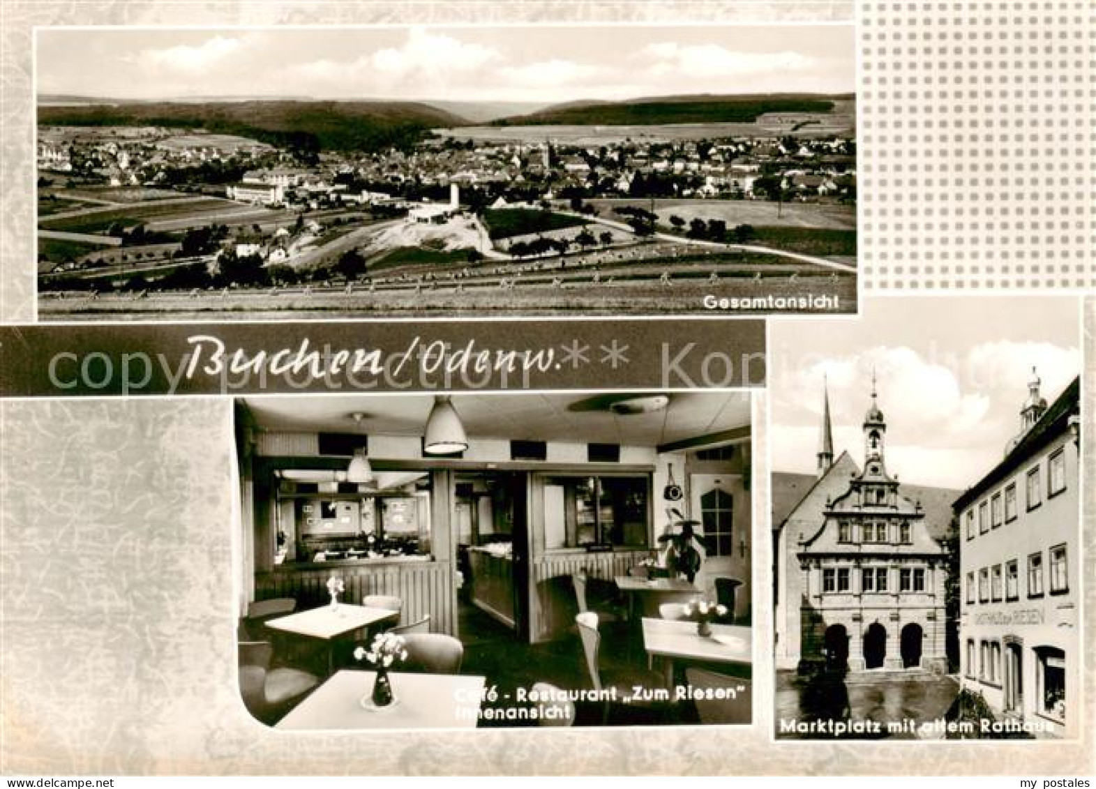 73854195 Buchen Odenwald Panorama Restaurant Zum Riesen Marktplatz Mit Altem Rat - Buchen