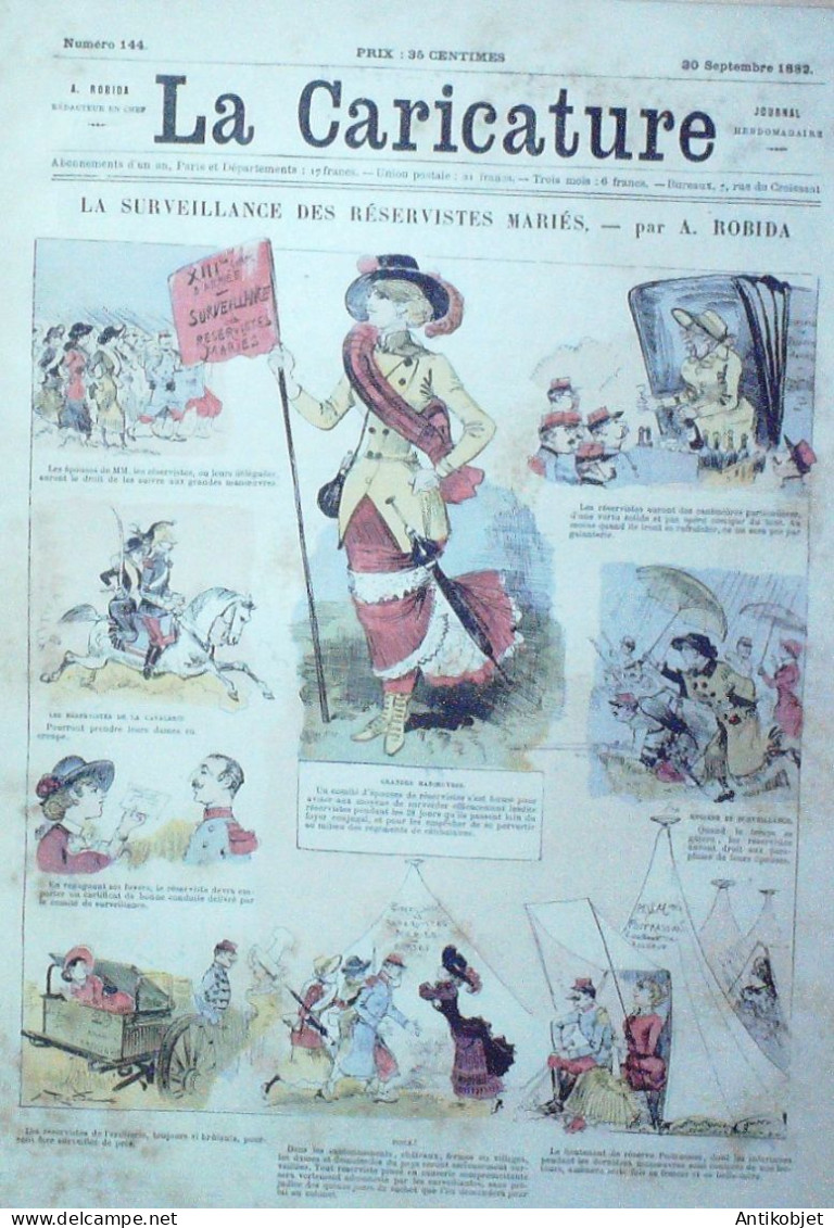 La Caricature 1882 N°144 Surveillance Des Réservistes Mariés Robida Loys Casablanca - Tijdschriften - Voor 1900