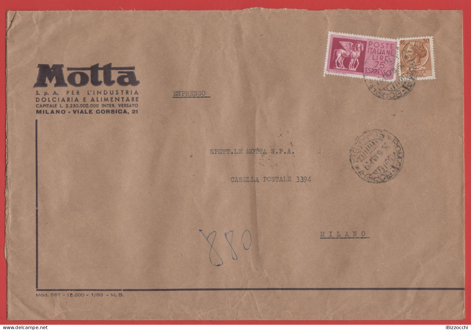 ITALIA - Storia Postale Repubblica - 1960 - 750 Coppia Di Cavalli Alati + 30 Antica Moneta Siracusana - Viaggiata Da Rom - 1946-60: Marcofilie