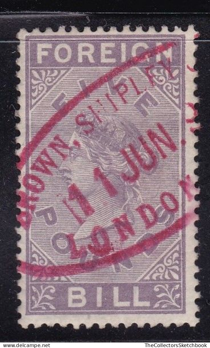 GB  QV  Fiscals / Revenues Foreign Bill  £5 Lilac Good Used Barefoot 101 - Revenue Stamps