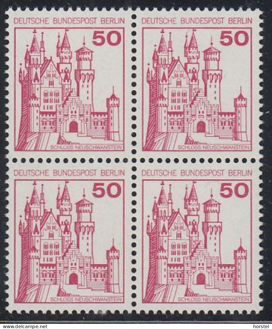 Berlin Mi.Nr.536 - Burgen Und Schlösser - Schloß Neuschwanstein - 4er Block - Postfrisch - Unused Stamps