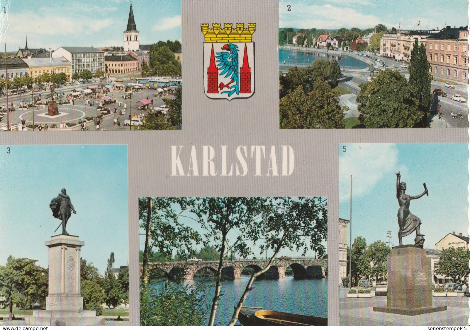 Schweden Ansichtskarte Mit Freistempel Karlstad 1966 5 Ansichten - Storia Postale