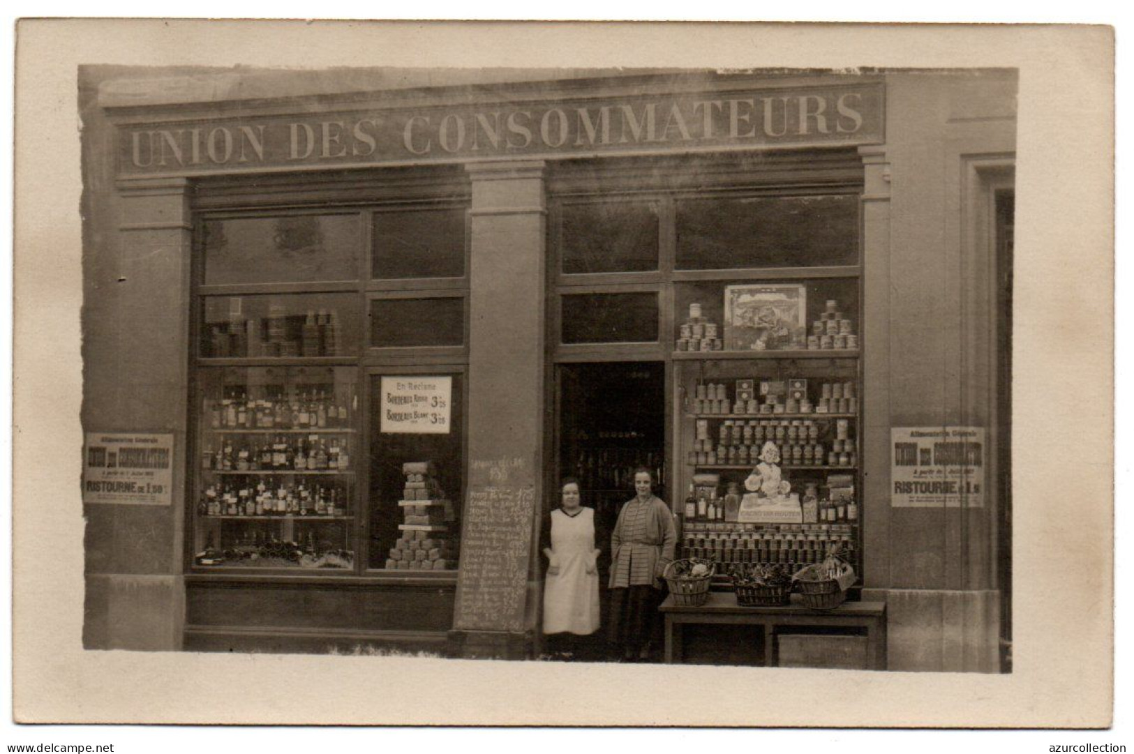 Devanture De L'épicerie " Union Des Consommateurs ". Carte Photo Animée Non Située - Winkels