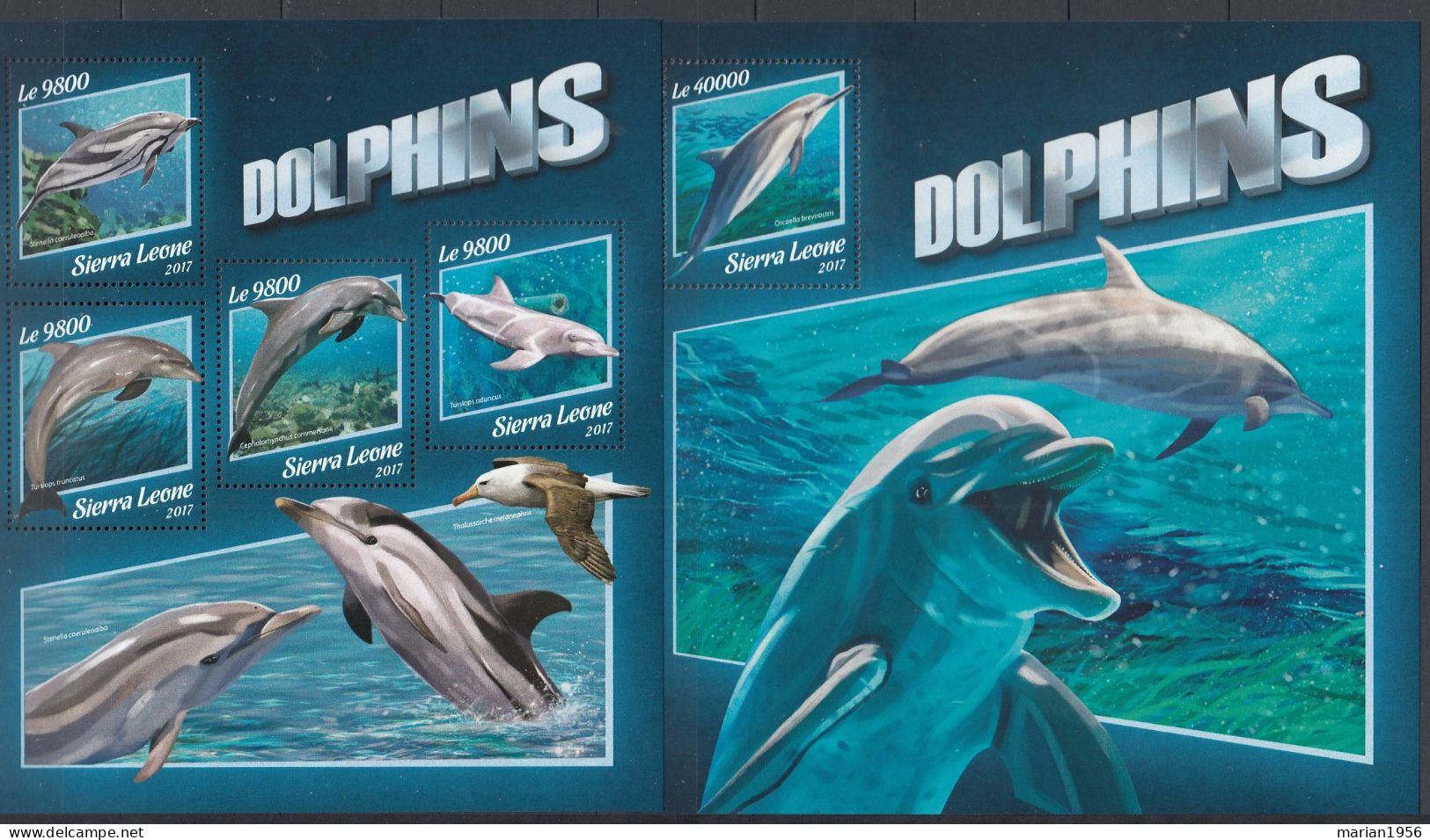 Sierra Leone 2017 - DAUPHINS - BL + BF XL  - MNH - Yvert 39 Eur. - Dolphins