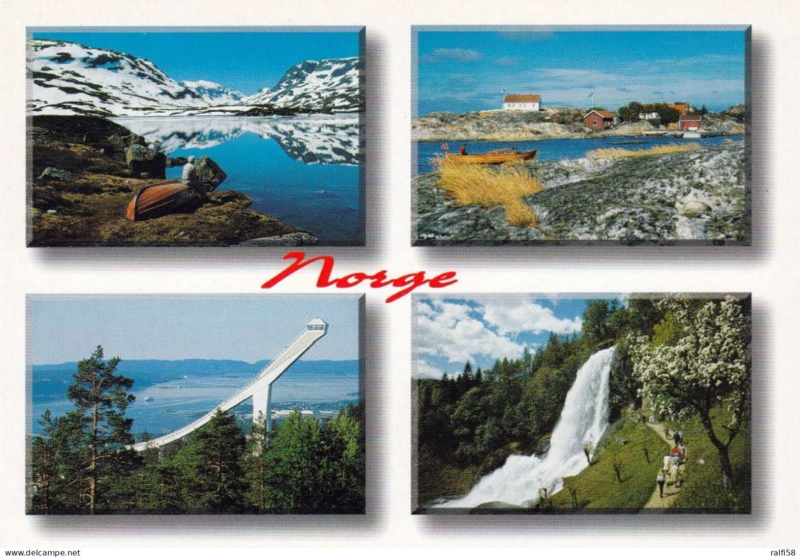 2 AK Norwegen / Norway * Sehenswürdigkeiten In Norwegen Fjorde, Stabkirche, Wasserfall, Skisprungschanze * - Norvège