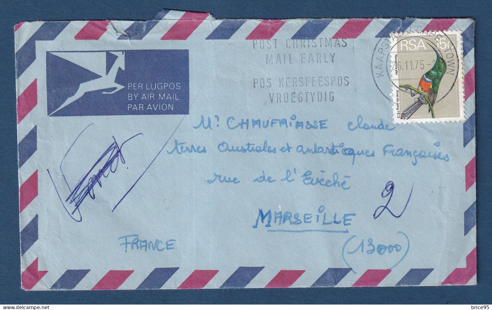 Afrique Du Sud - Sur Lettre - Par Avion - Terres Australes Et Antarctiques Française - TAAF - 1980 - Spedizioni Antartiche