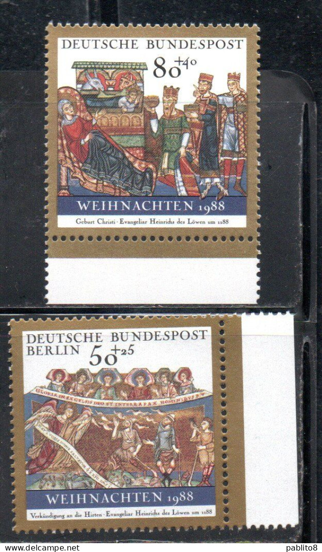 GERMANY  GERMANIA BERLIN BERLINO 1988 CHRISTMAS NATALE WEIHNACHTEN NOEL NAVIDAD NATAL COMPLETE SET SERIE COMPLETA MNH - Unused Stamps