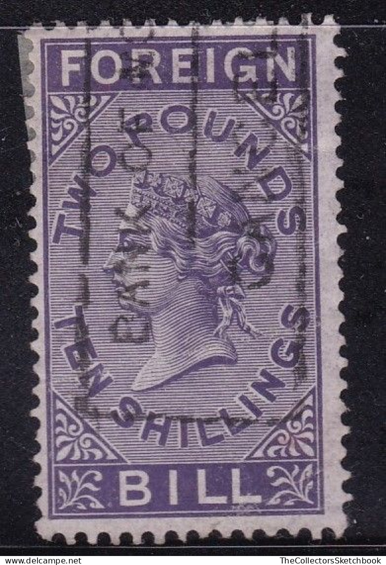 GB  QV  Fiscals / Revenues Foreign Bill  £2/10-  Deep Lilac Good Used Barefoot 98 - Fiscales