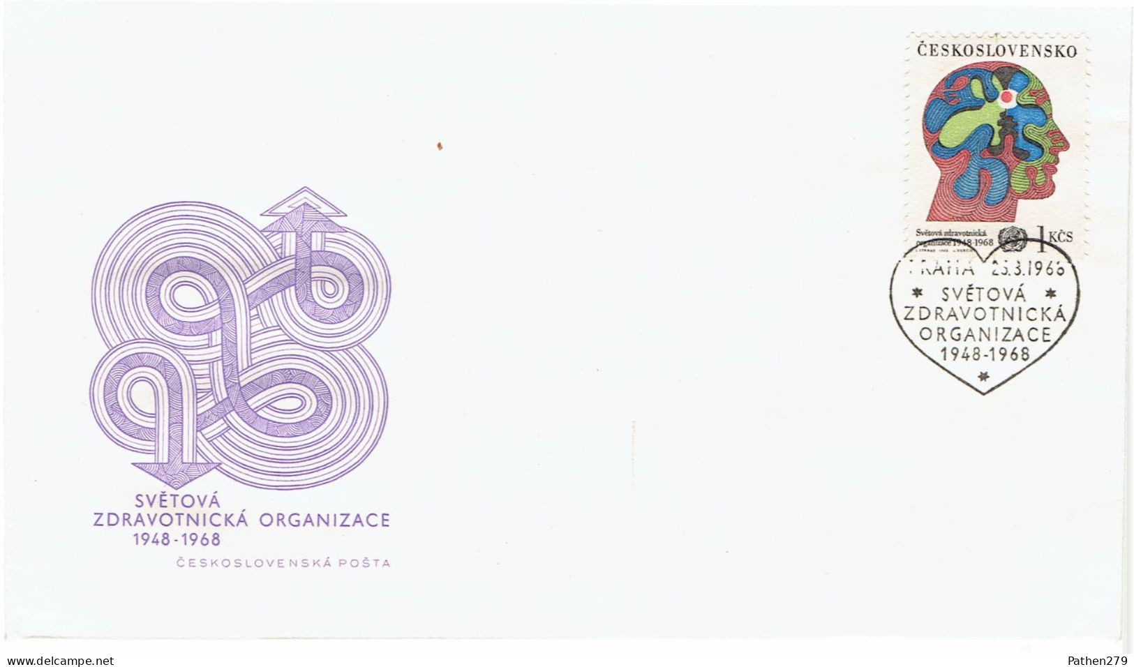 Enveloppe 1er Jour Tchécoslovaquie 20 Ans De L'Organisation Mondiale De La Santé 1968 - FDC