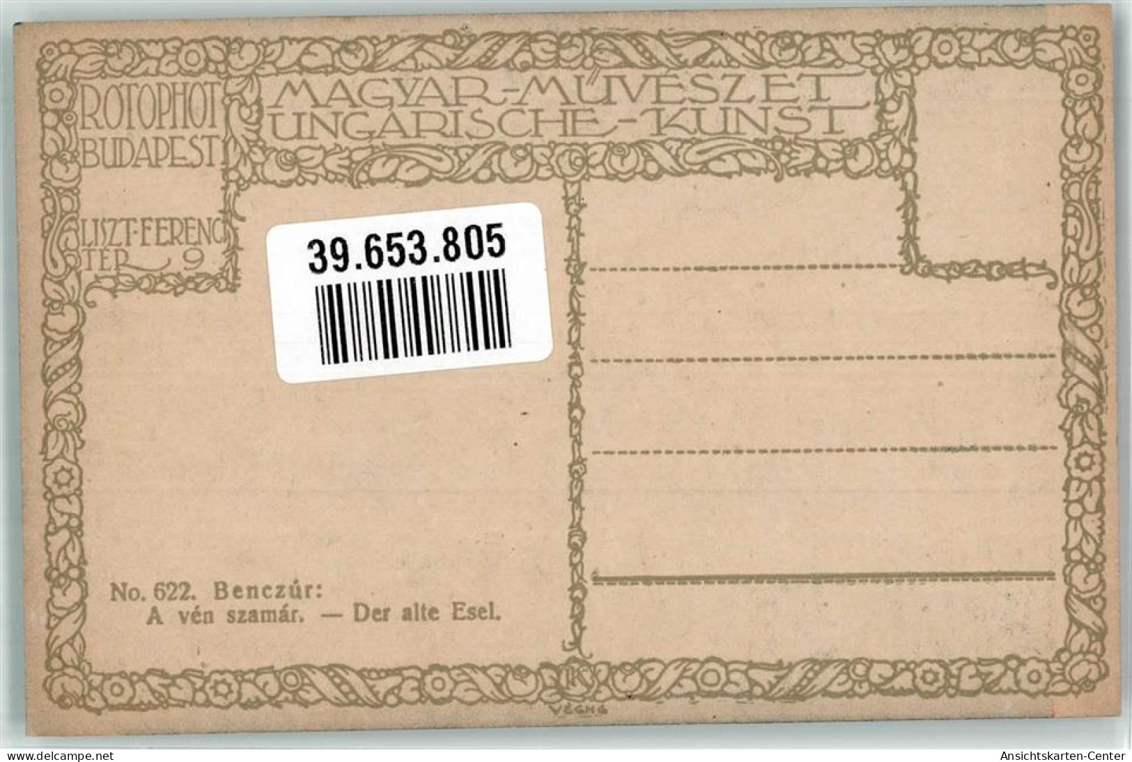 39653805 - Sign. Benczur Der Alte Esel Mit Baby Ungarische Kunst No. 622 - Sonstige & Ohne Zuordnung