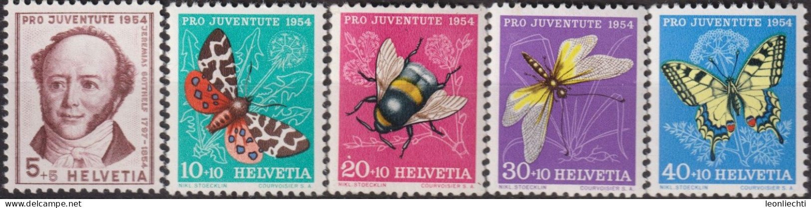 1954 Schweiz Pro Juventute ** Zum:CH J153-J157,Yt:CH 553-556, Mi:CH 602-606, Jeremias Gotthelf Und Insekten - Ungebraucht