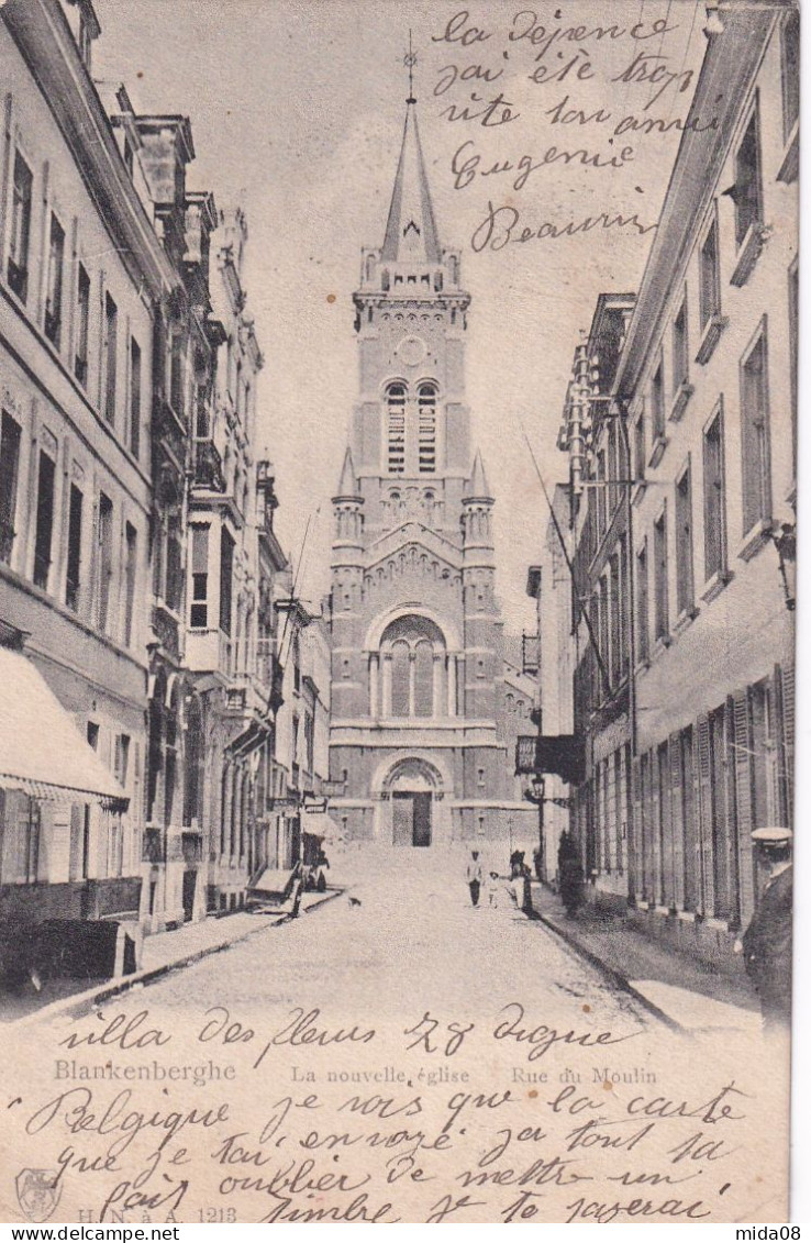 BLANKENBERGHE . BLANKENBERGE . La Nouvelle Eglise . Rue Du Moulin . Animée - Blankenberge