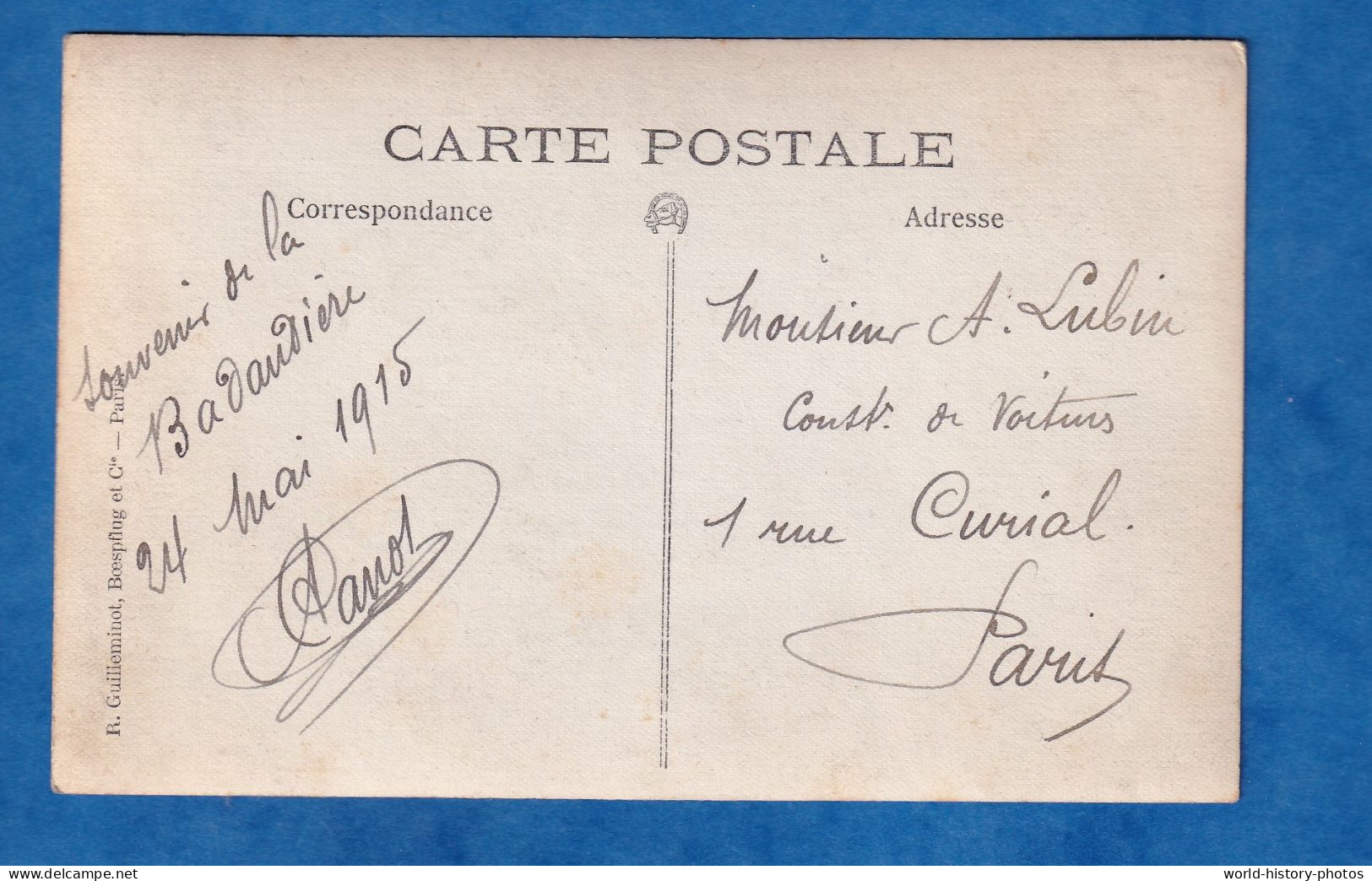 CPA Photo - BREUILLET - Souvenir De La Badaudiére - Mai 1915 - Passage à Niveau - Belle Automobile - Chemin De Fer Gare - Autres & Non Classés