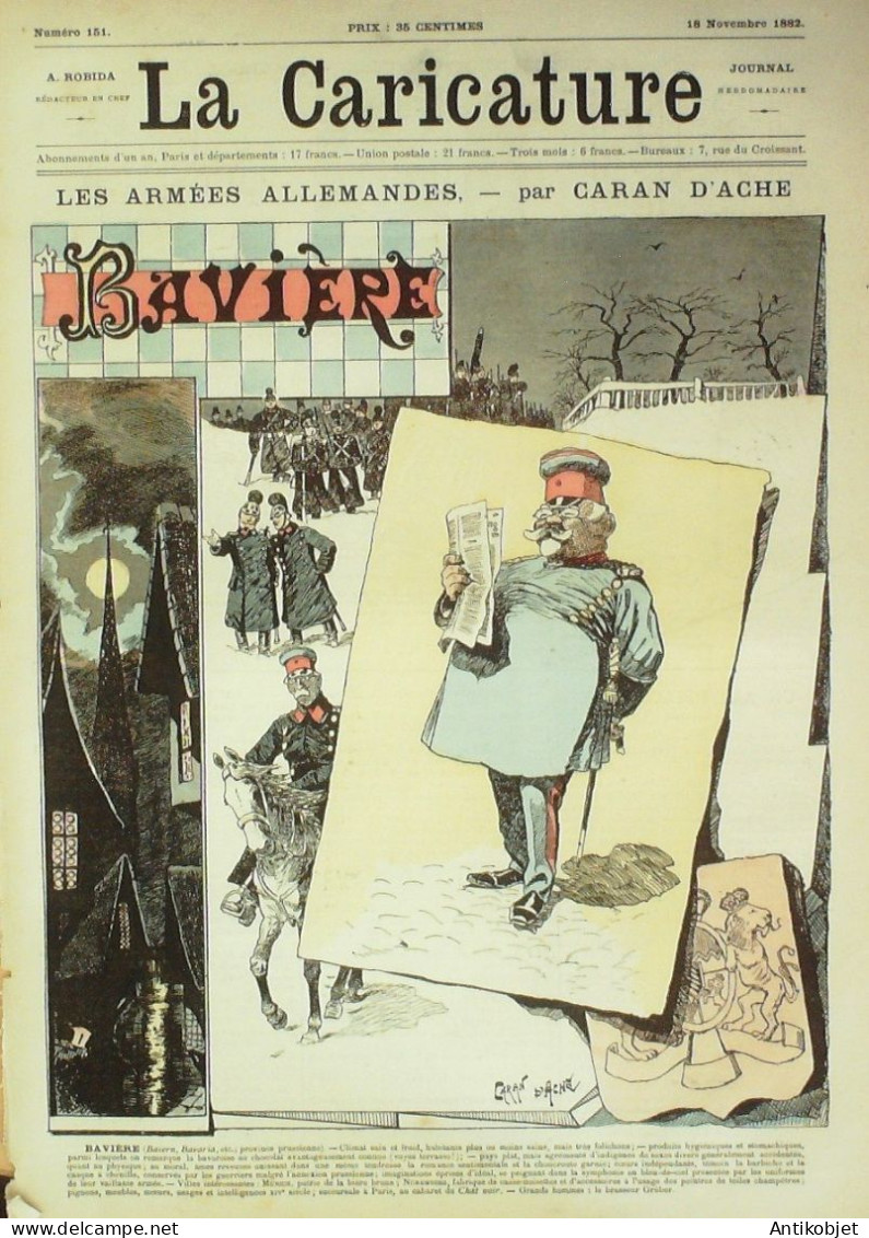 La Caricature 1882 N°151 Armées Allemandes Bavière Caran D'Ache Loys Trock - Revues Anciennes - Avant 1900