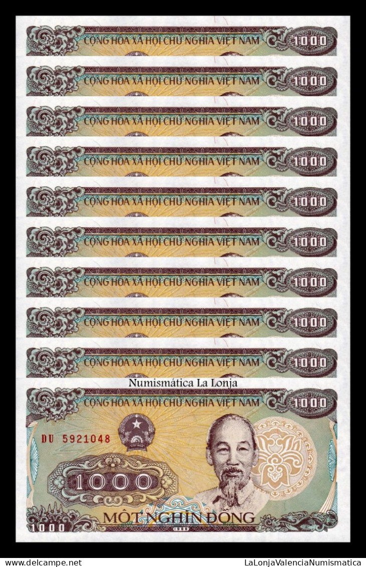 Vietnam Brick 1000 Banknotes 1000 Dong 1988 Pick 106a Small Serial Sc Unc - Vietnam