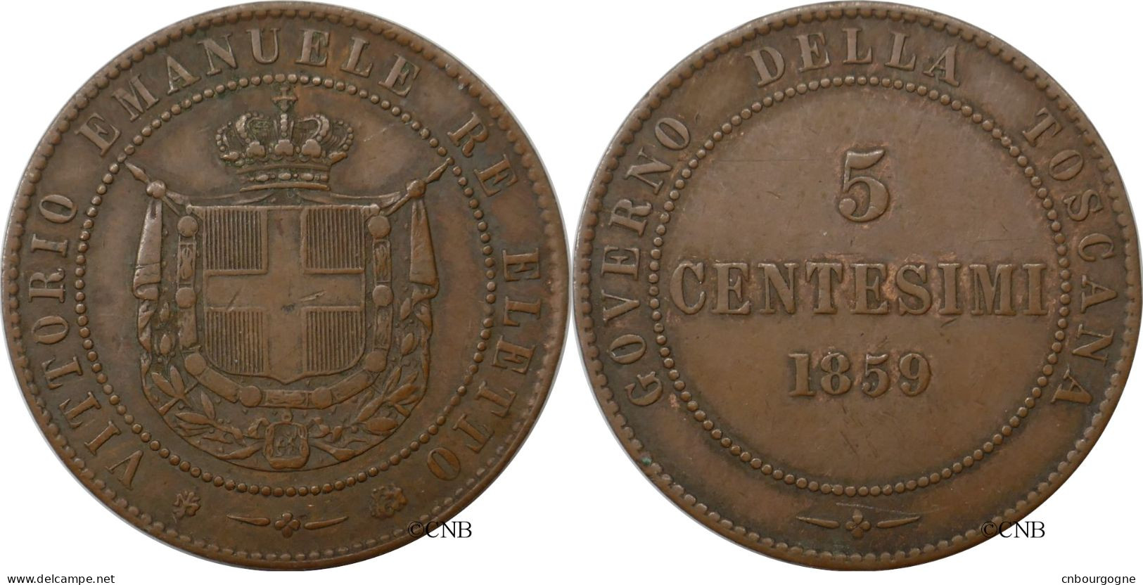 Italie - Provinces-Unies D'Italie Centrale - Victor-Emmanuel Roi élu - 5 Centesimi 1859 - TTB/XF45 - Mon6359 - Italian Piedmont-Sardinia-Savoie