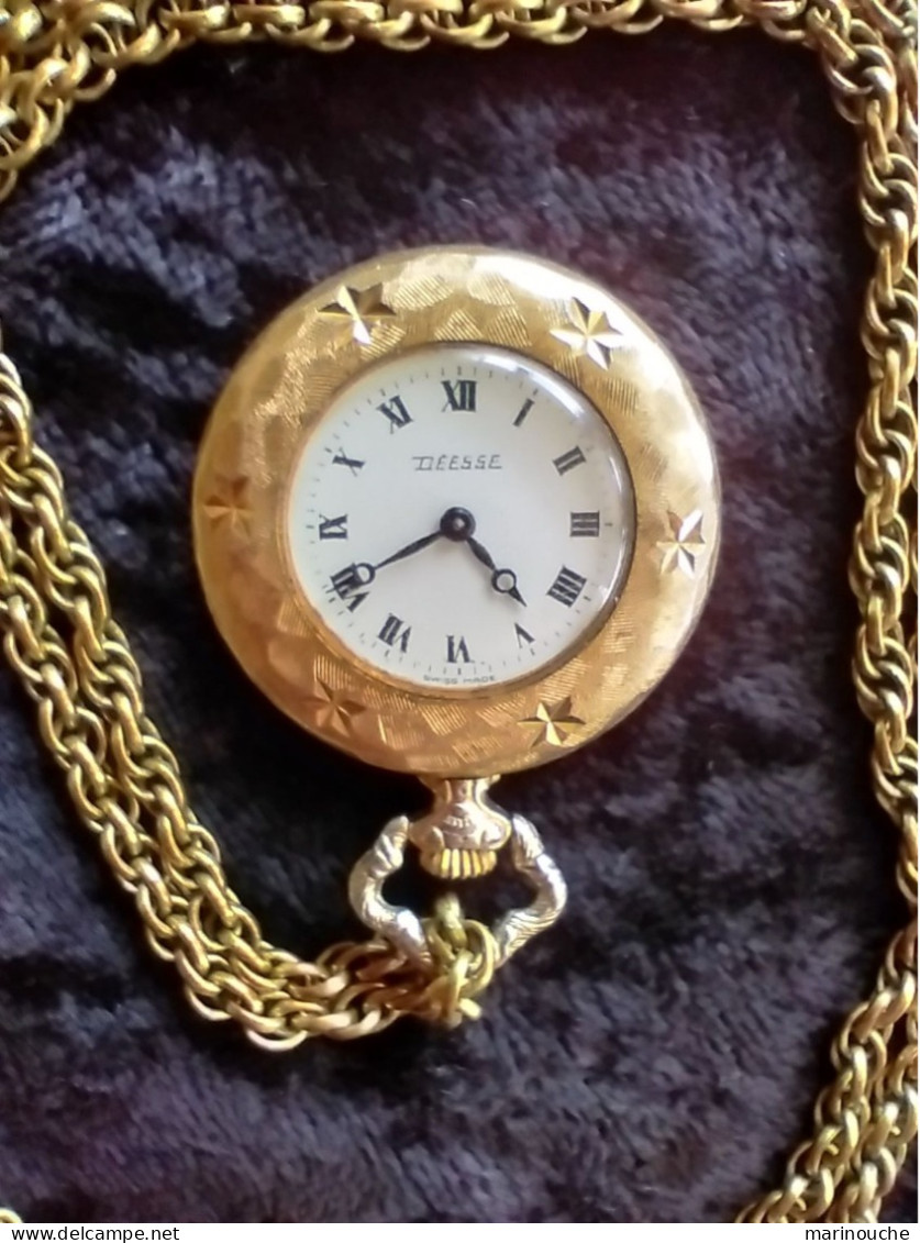 MONTRE Mécanique En PENDENTIF Marque DEESSE Avec La Chaîne - SWISS MADE - Fonctionne Parfaitement - - Scatole/Bauli