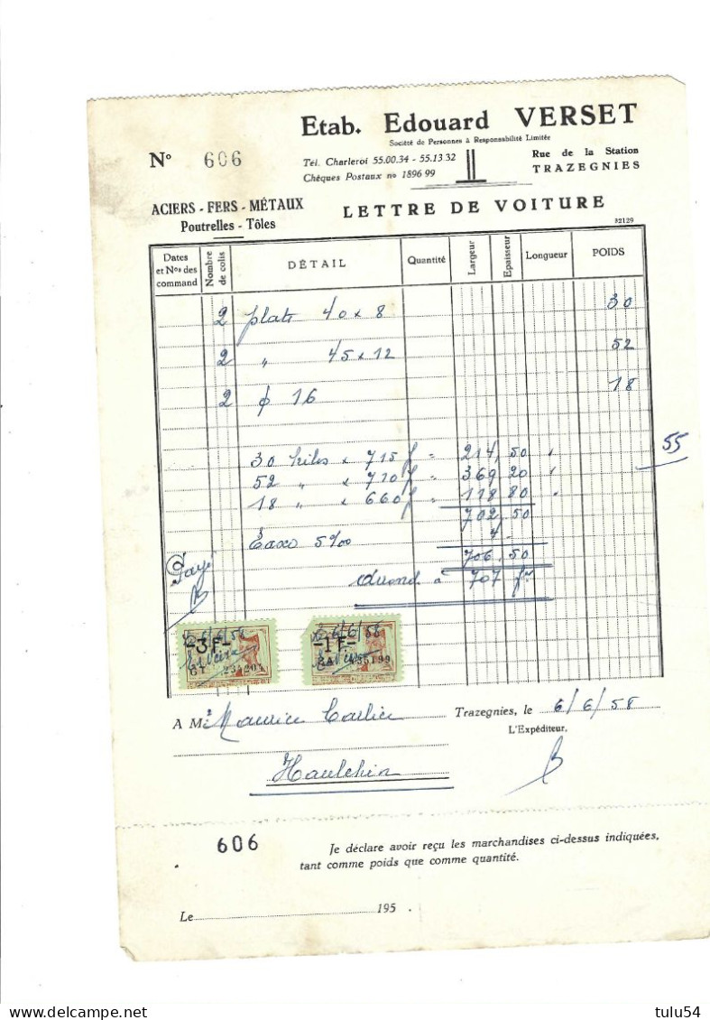 Ancienne Lettre De Voiture - 1950 - ...