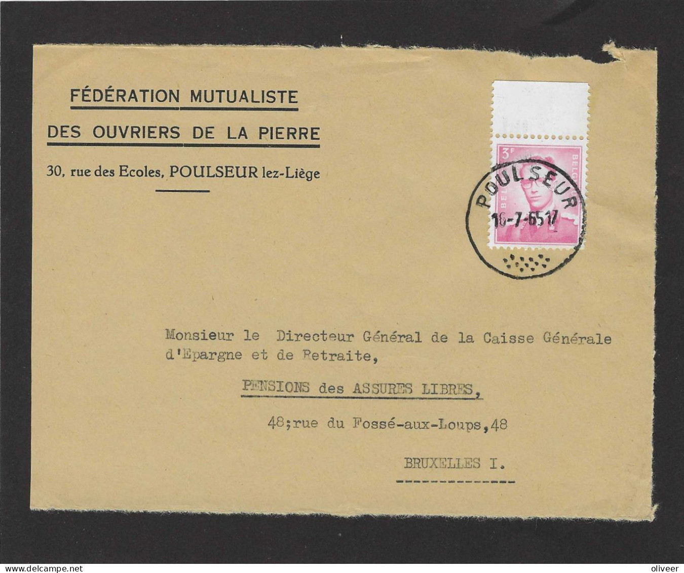 OCB 1067 - 3 Fr. Boudewijn Op Briefvoorzijde - Devant De Lettre - POULSEUR - 1965 - 1953-1972 Lunettes