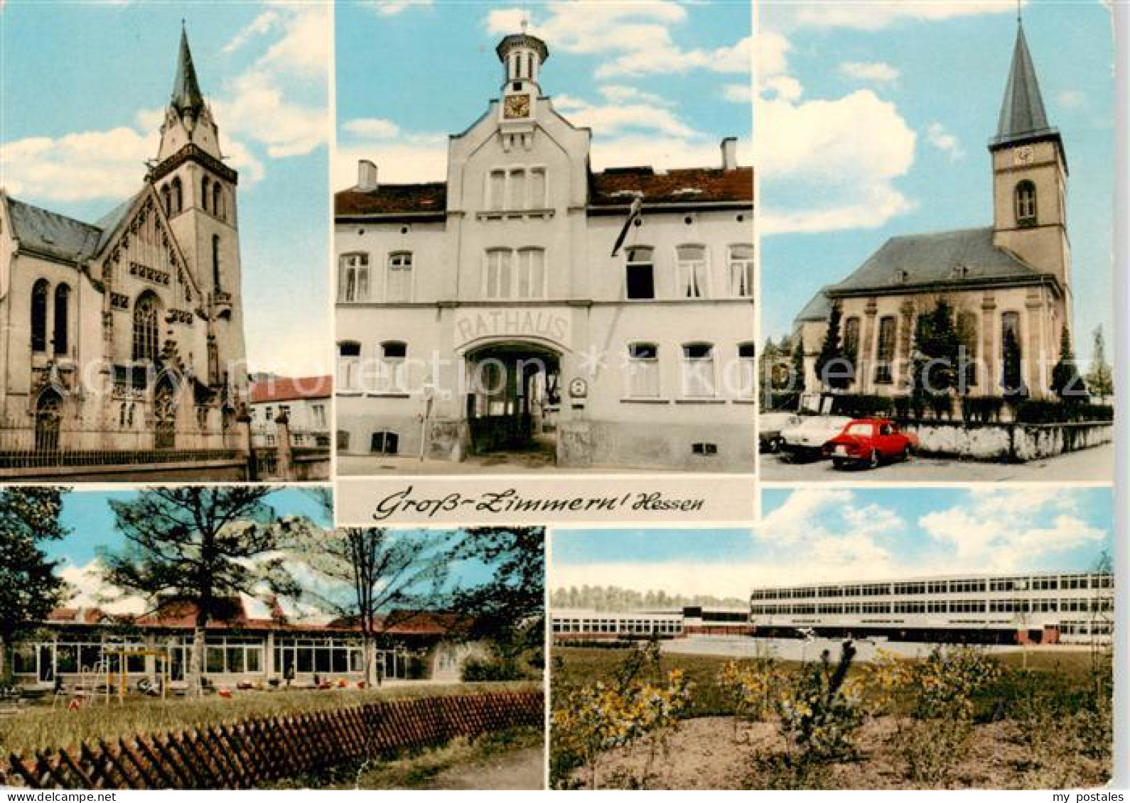 73853658 Gross-Zimmern Hessen Kirche Rathaus Schulen  - Sonstige & Ohne Zuordnung