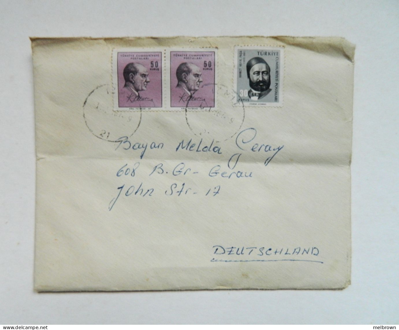 TURKEY. Kemal Ataturk And AHMET Vefik Pasha Stamped And Franked Envelope Sent To Germany - Andere & Zonder Classificatie