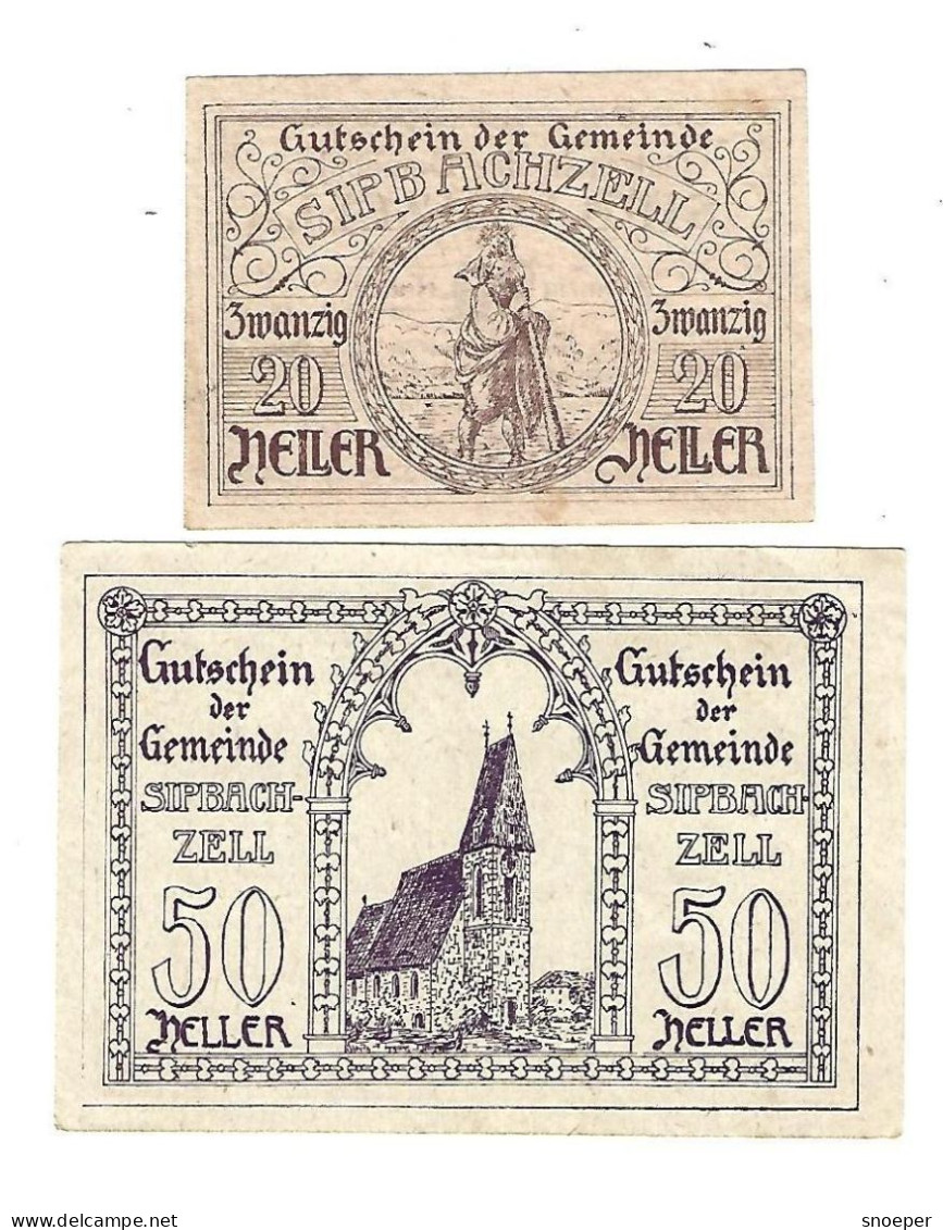 **notgeld   Austria  Sipbachzell 20+50 Heller  1000a - Oesterreich