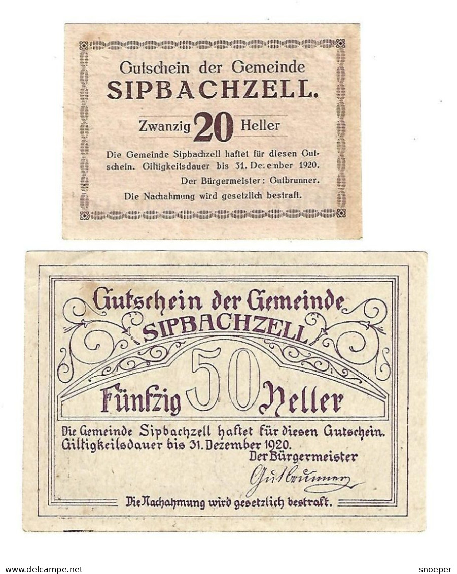 **notgeld   Austria  Sipbachzell 20+50 Heller  1000a - Oostenrijk