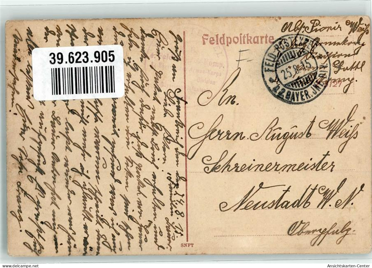 39623905 - Soldat Gewehr Wappen Loewen Landschaft - War 1914-18