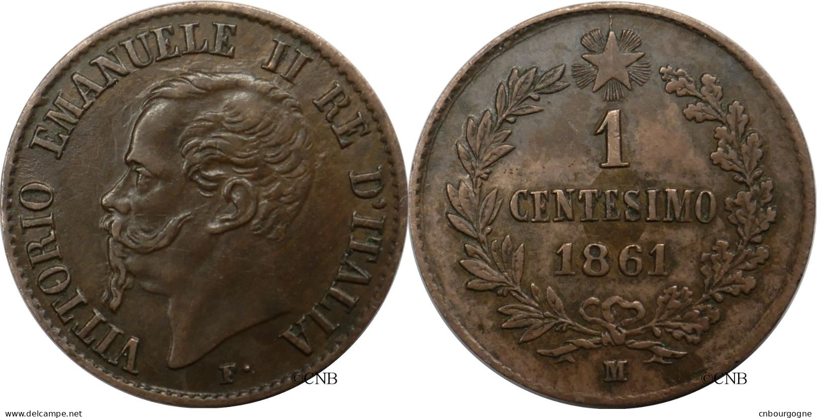 Italie - Royaume - Victor-Emmanuel II - 1 Centesimo 1861 M Coin Avers Choqué - TTB+/AU50 - Mon6360 - 1861-1878 : Victor Emmanuel II