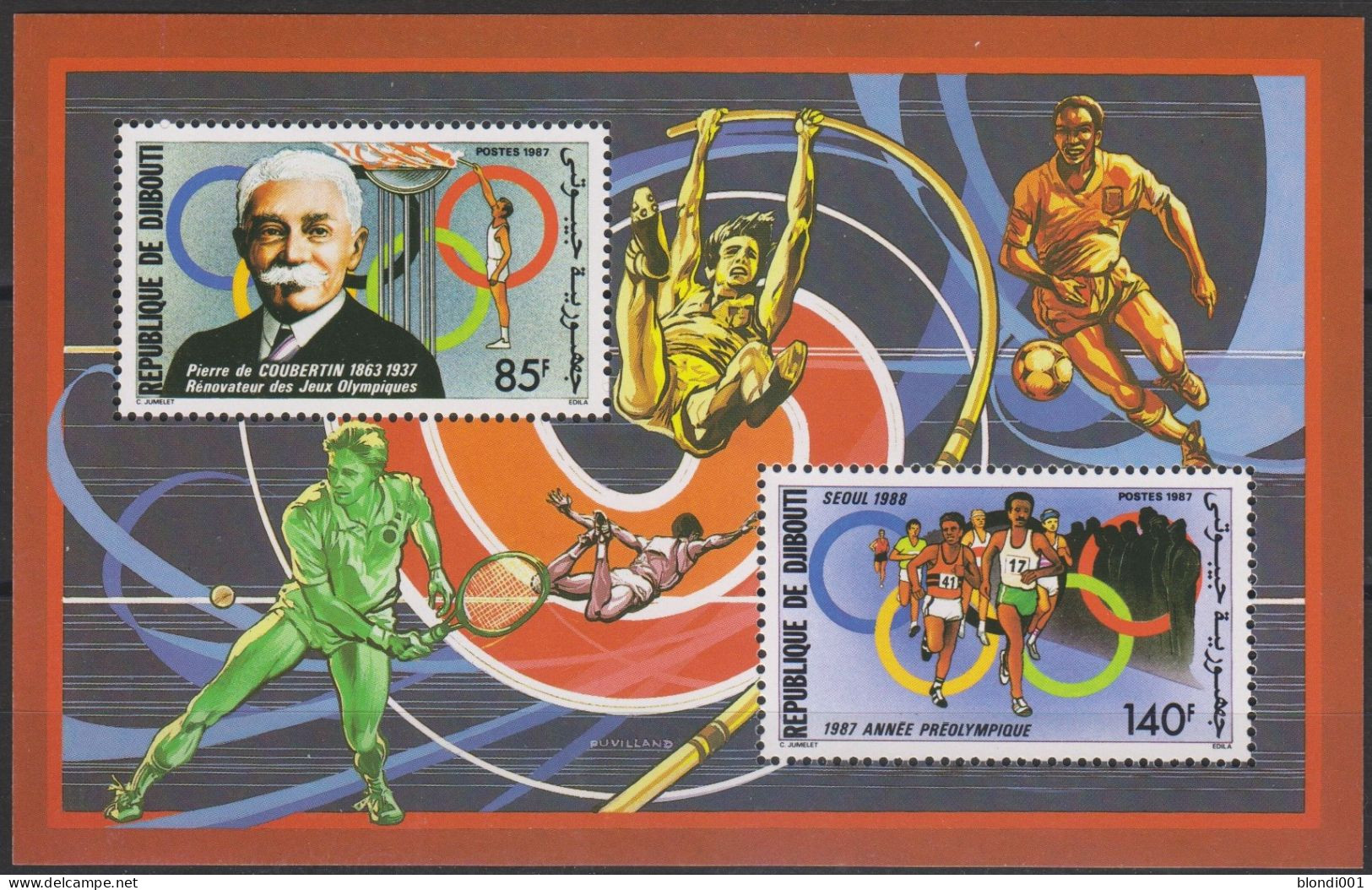 Olympics 1988 - Tennis - DJIBOUTI - S/S Perf. De Luxe MNH - Sommer 1988: Seoul