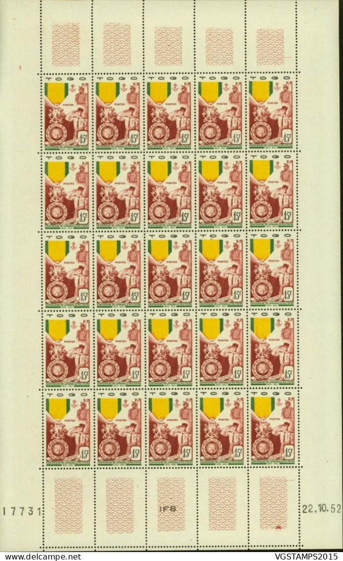 Togo 1952- Colonie Française - Timbres Neufs. Yvert Nr.: 255. Feuille De 25 Avec Coin Daté. RARE¡¡¡ ... (EB) AR-02359 - Unused Stamps