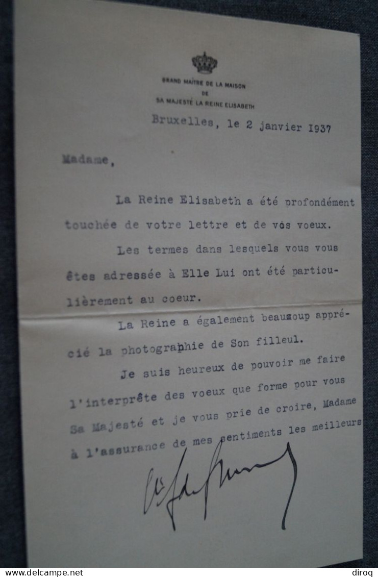 Courrier De 1937,palais Royal,avec Signature,originaux,complet Avec Enveloppe - Familles Royales