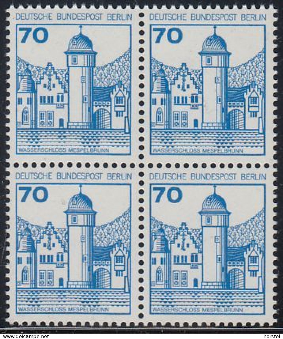 Berlin Mi.Nr.538 - Burgen Und Schlösser - Wasserschloß Mespelbrunn - 4er Block - Postfrisch - Unused Stamps