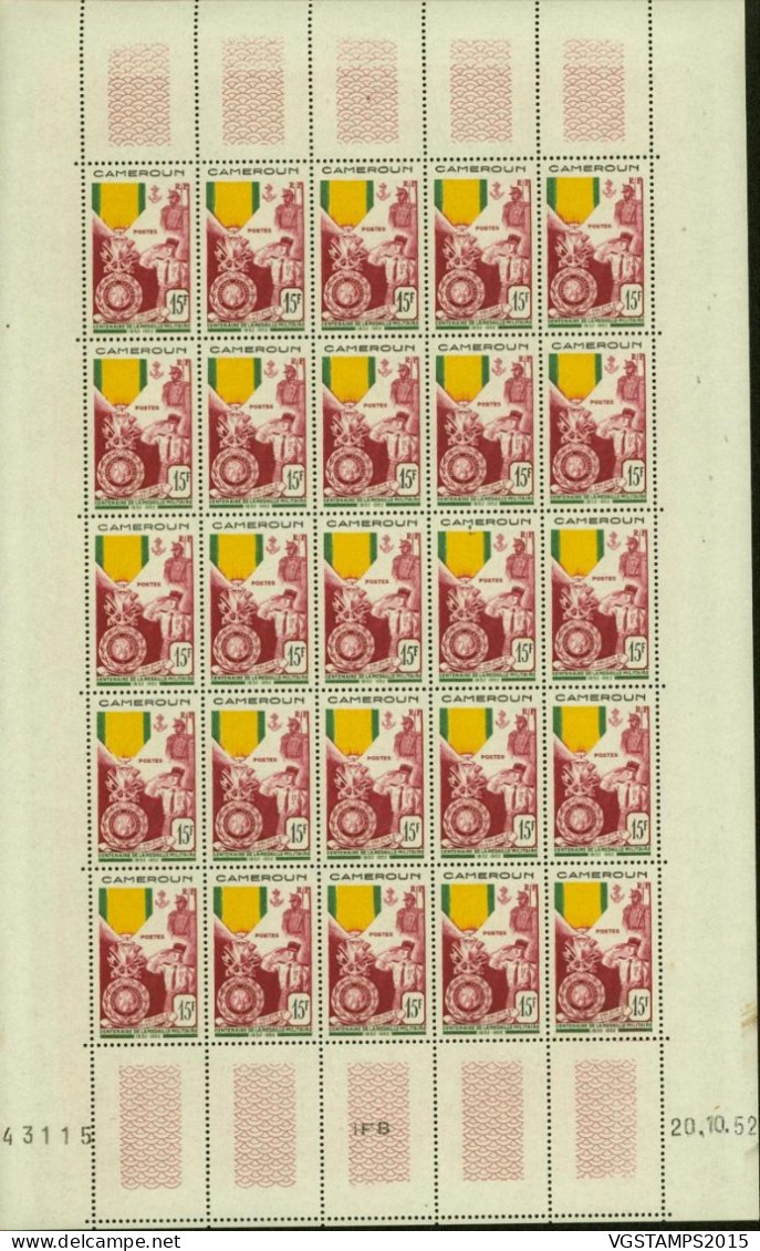 Cameroun 1952- Colonie Française - Timbres Neufs. Yvert Nr.: 296. Feuille De 25 Avec Coin Daté. RARE¡¡¡ ..(EB) AR-02360 - Nuevos