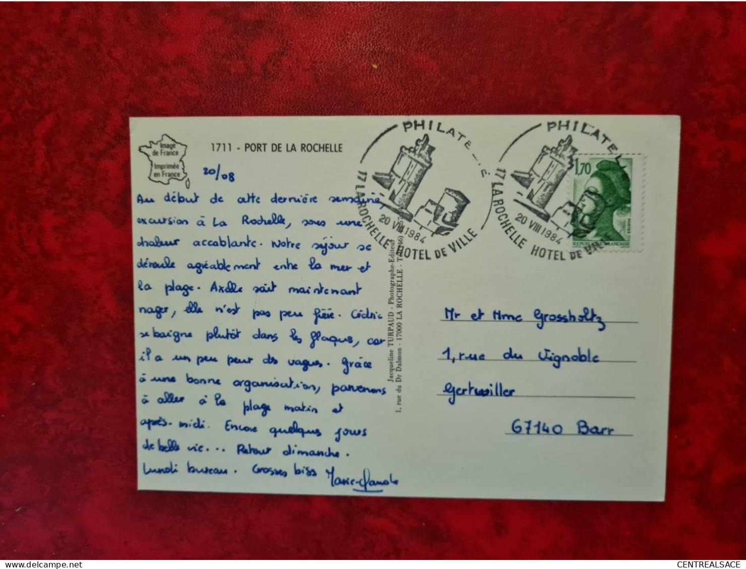 Carte Cachet LA ROCHELLE HOTEL DE VILLE 1984 - Cartas & Documentos