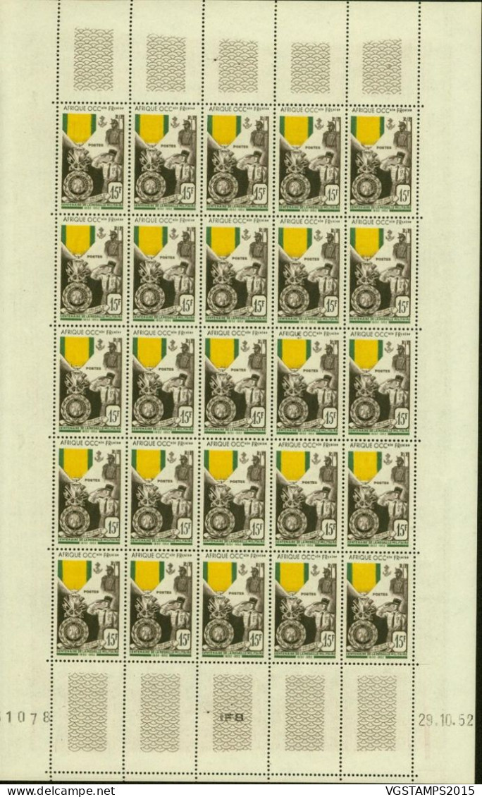 Afrique Occidenteale  1952- Colonie Française - Timbres Neufs. Yvert Nr.: 46. Feuille De 25. RARE¡¡¡ ..(EB) AR-02361 - Ungebraucht