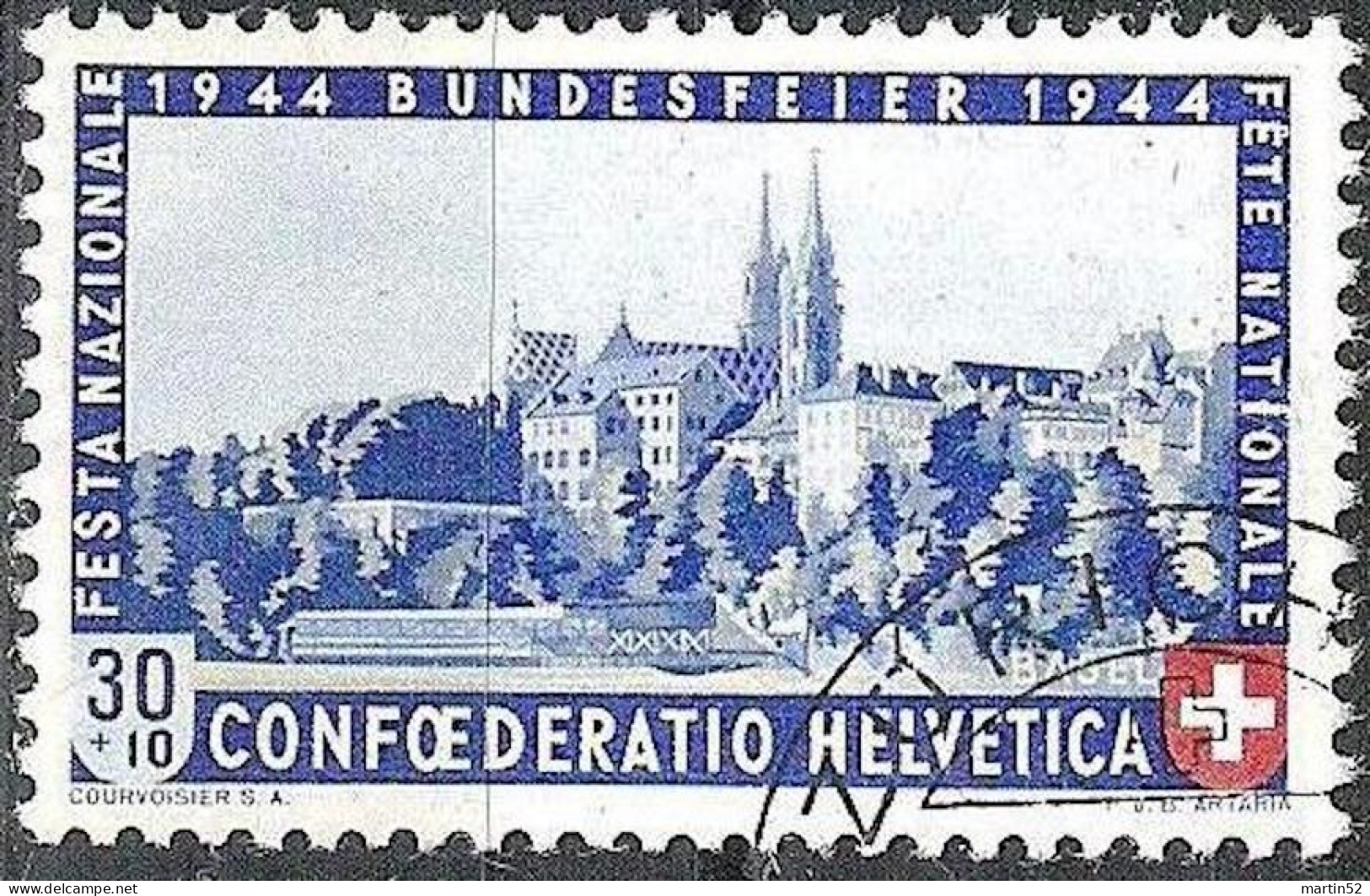 Schweiz Suisse Pro Patria 1944: "Münster Basel" Zu WII 25 Mi 434 Yv 398 Mit Luxus-Stempel Von ZÜRICH (Zu CHF 30.00) - Usati