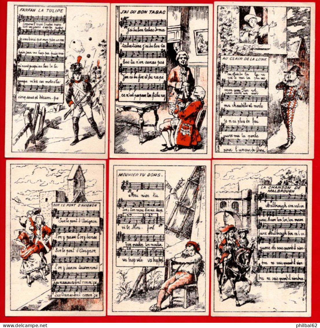 Lot De 9 Chromos La Chicorée D'Alsace, Daniel Voelcker-Coumes à Bayon. Vieilles Chansons Françaises... - Tea & Coffee Manufacturers