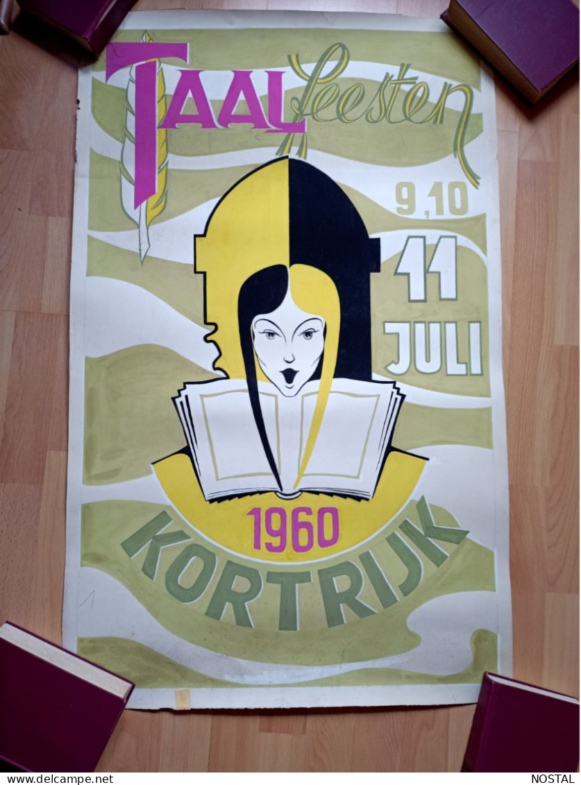 Kortrijk 1960 : 2 Affiches (ontwerpen) Voor De Taalfeesten - Plakate