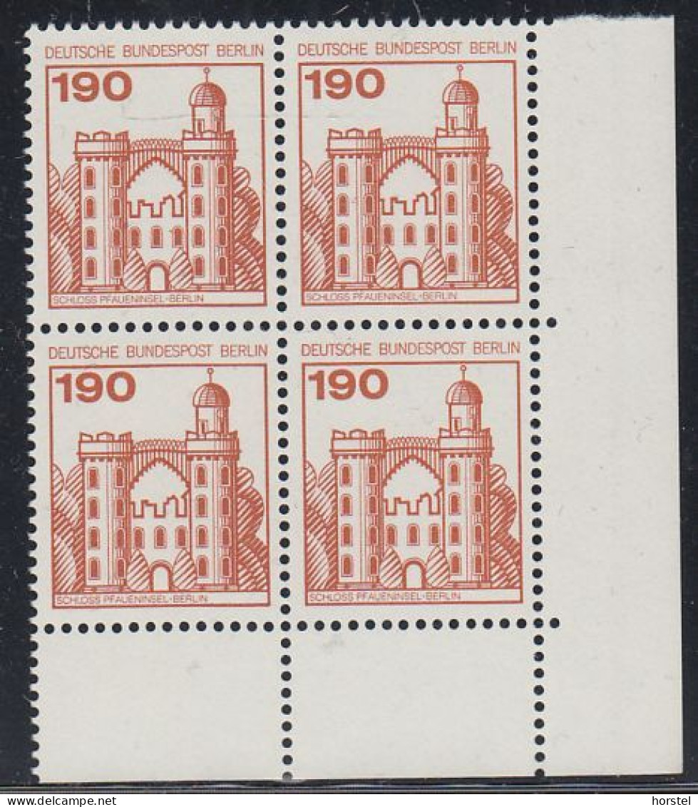 Berlin Mi.Nr.539 - Burgen Und Schlösser - Schloß Pfaueninsel - 4er Block - Eckrand Postfrisch - Unused Stamps