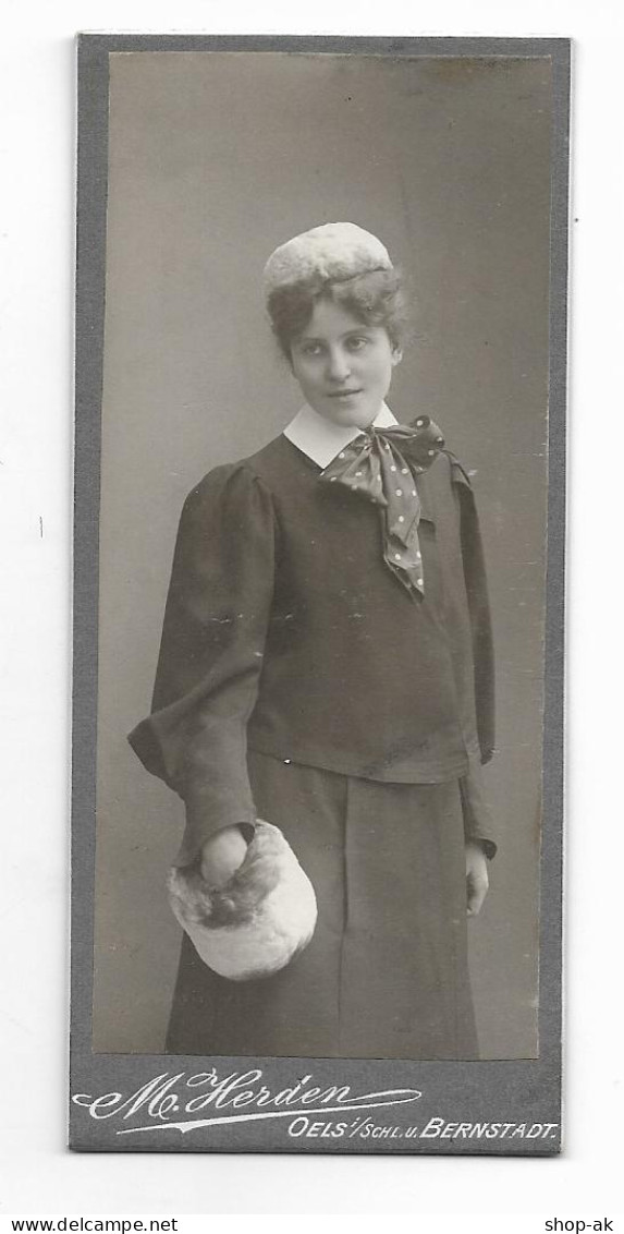 Y28951/ CDV Foto Junge Frau, Atelier M. Herden, Oels Schlesien Ca.1905 - Otros & Sin Clasificación