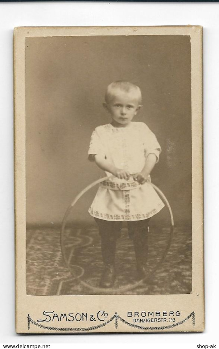 Y28937/ CDV Foto Mädchen Mit Reif. Samson & Co. Bromberg Westpreußen Ca.1900 - Altri & Non Classificati
